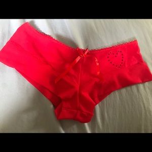 Red Rhinestone heart panties